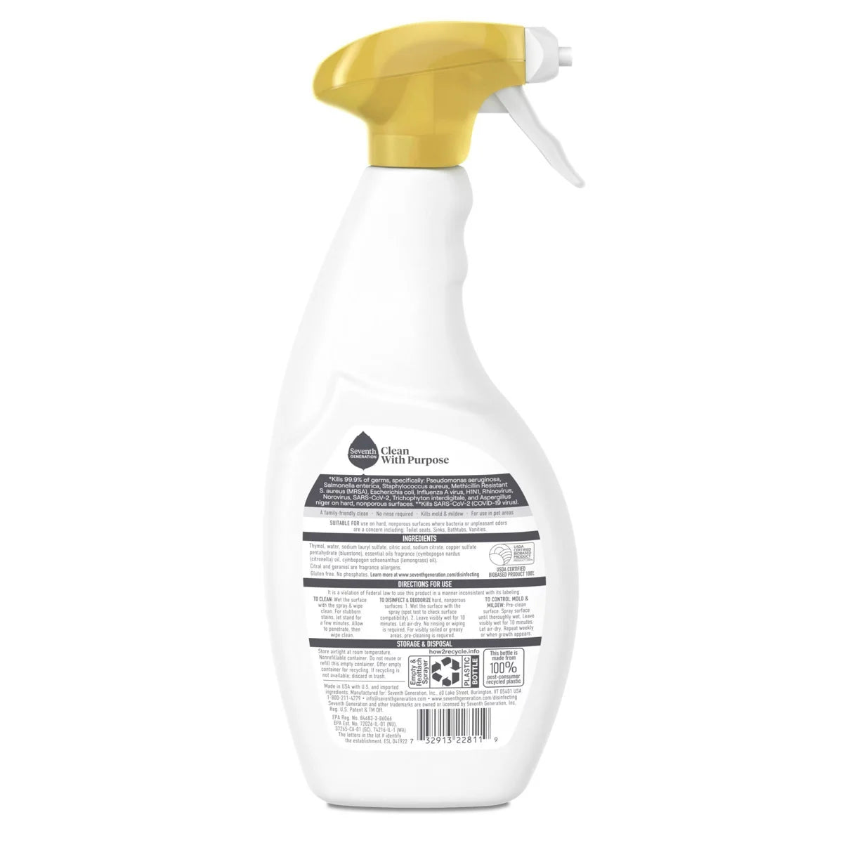 Seventh Generation Lemongrass Citrus Disinfecting Bathroom Cleaner - 26oz